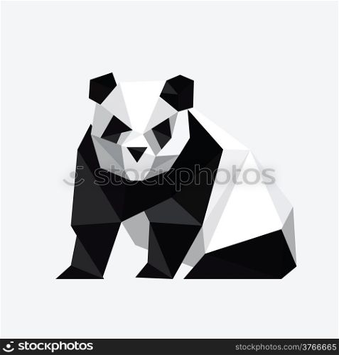Illustration of abstract origami panda bear