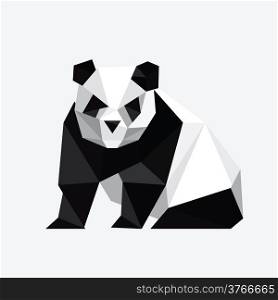 Illustration of abstract origami panda bear