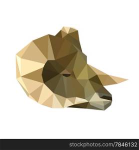 Illustration of abstract origami ram portrait