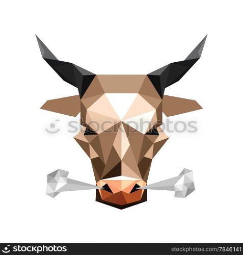 Illustration of abstract origami wild steam bull