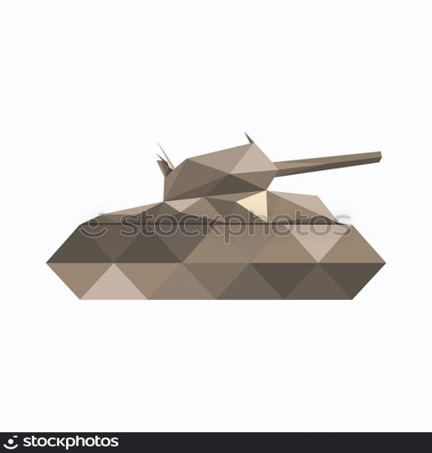 Illustration of abstract origamil tank isolated on white background