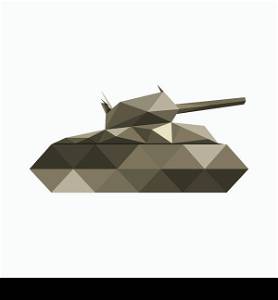 Illustration of abstract origamil tank isolated on white background
