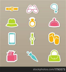 illustration of Accessory icons set vector
