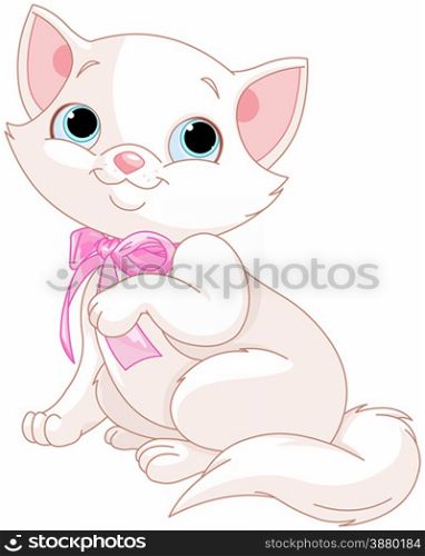 Illustration of adorable white kitten