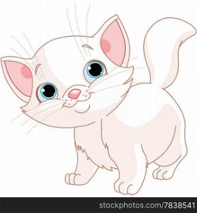 Illustration of adorable white kitten