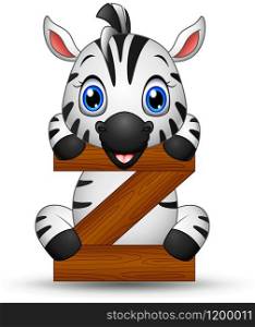 illustration of Alphabet Z with Zebra cartoon