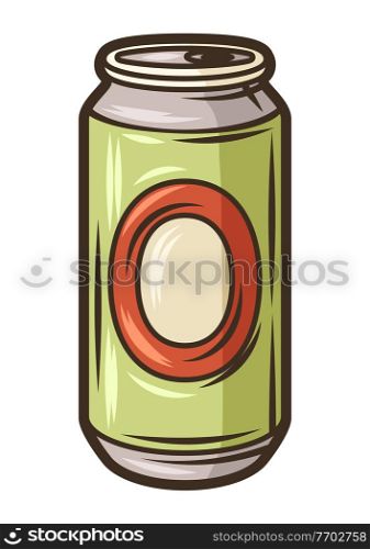 Illustration of aluminum beer can. Object in engraving hand drawn style. Old decorative element for beer festival or Oktoberfest.. Illustration of aluminum beer can. Object in engraving hand drawn style. Old element for beer festival or Oktoberfest.