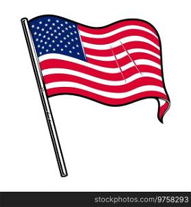 Illustration of american flag. Design element for poster, card, banner, sign, logo. Vector illustration