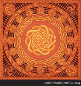 Illustration of an abstract grunge and retro celtic mandala background. Abstract Mandala Background