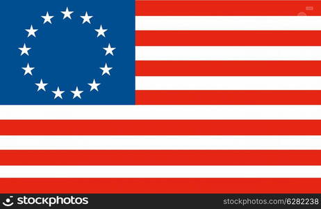 Illustration of an American Betsy Ross stars and stripes flag.. American Betsy Ross stars and stripes flag