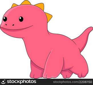 illustration of an ancient animal, a strange pink dinosaur walking, cartoon flat illustration