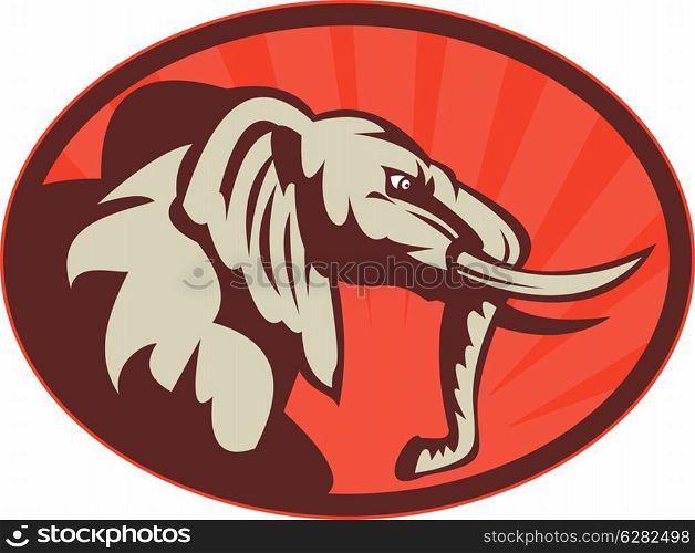 illustration of an angry african elephant bull facing side view. angry african elephant bull side view
