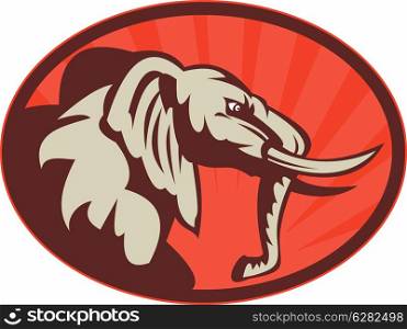 illustration of an angry african elephant bull facing side view. angry african elephant bull side view
