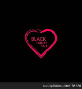 Illustration of an isolated line art heart icon with the text BLACK FRIDAY.. Illustration of an isolated line art heart icon with the text BLACK FRIDAY