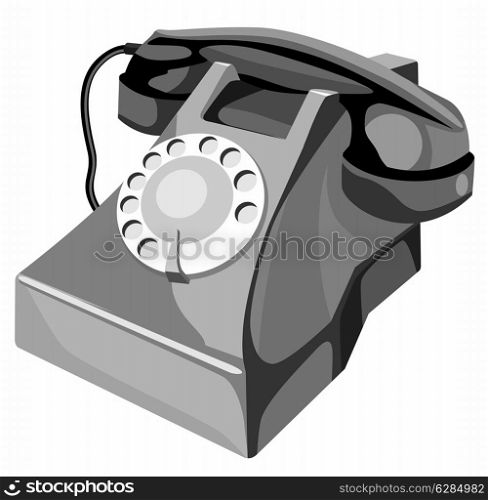 Illustration of an old retro style telephone isolated on white background done in retro style.
