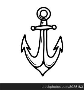 Illustration of anchor in tattoo style. Design element for poster, card, t shirt. Vector illustration