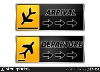 illustration of arrival and departure tags on white background