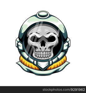Illustration of astronaut human skull mascot character. Astronaut skull graphic mascot character