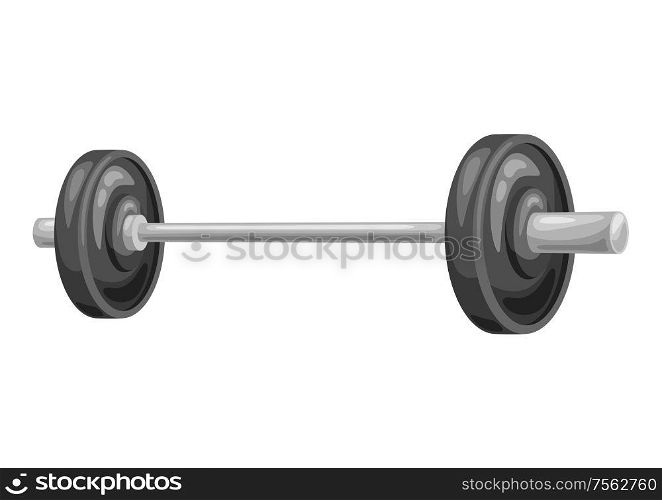 Illustration of athletic barbell with weight. Fitness sport cartoon icon.. Illustration of athletic barbell with weight.