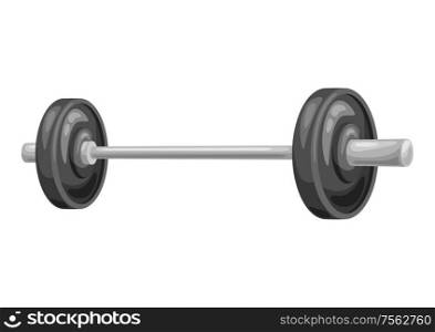 Illustration of athletic barbell with weight. Fitness sport cartoon icon.. Illustration of athletic barbell with weight.