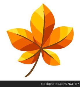 Illustration of autumn chestnut leaf. Stylized seasonal yellow plant.. Illustration of autumn chestnut leaf.