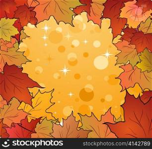 Illustration of autumn frame made in maples - vector