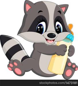 illustration of baby raccoon cartoon