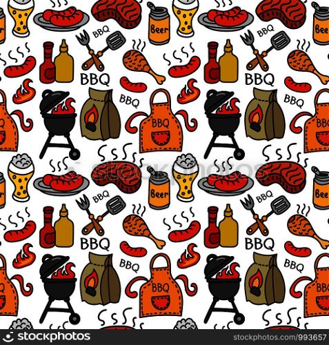 illustration of background seamless barbecue pattern for picnic. barbecue pattern