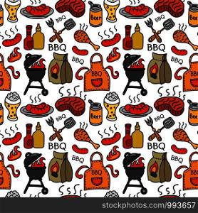 illustration of background seamless barbecue pattern for picnic. barbecue pattern