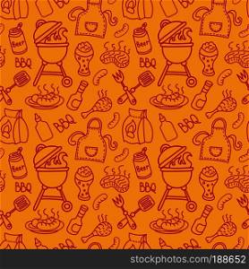illustration of background seamless barbecue pattern for picnic.  seamless barbecue pattern