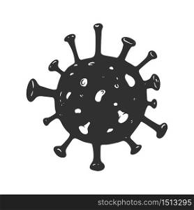 Illustration of bacteria of coronavirus in grunge style. Design element for poster, card, banner, flyer, emblem, sign.Vector illustration