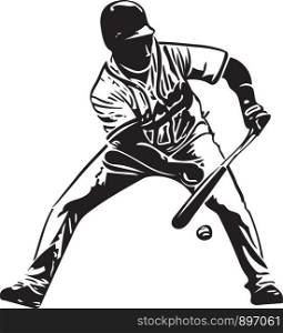 Illustration of baseball player playing with abstract background