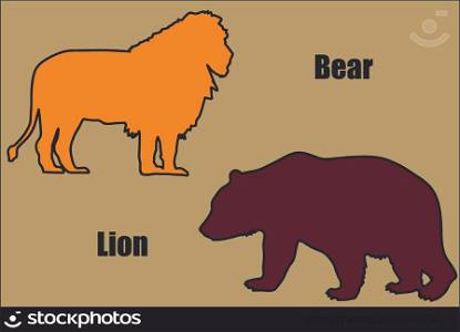 Illustration of bear and lion.