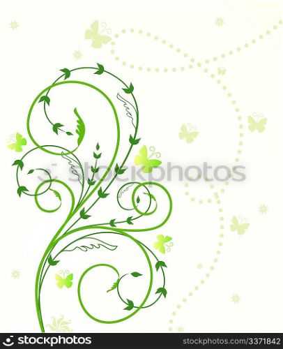 Illustration of beautiful flower card with butterfly. Vector