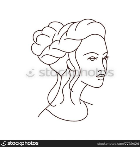 Illustration of beautiful young girl with hairdo on her head. Image for hairdressing and wedding salons.. Illustration of beautiful young girl with hairdo on head. Image for hairdressing and wedding salons.