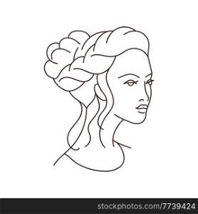 Illustration of beautiful young girl with hairdo on her head. Image for hairdressing and wedding salons.. Illustration of beautiful young girl with hairdo on head. Image for hairdressing and wedding salons.