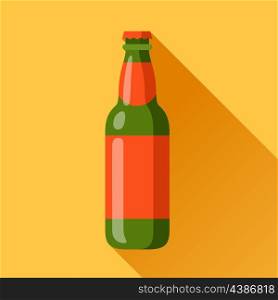 Illustration of beer bottle in flat design style. Illustration of beer bottle in flat design style.