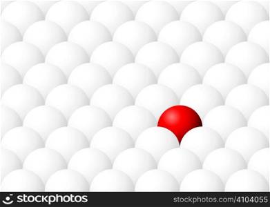 Illustration of being different with one red ball againt many white