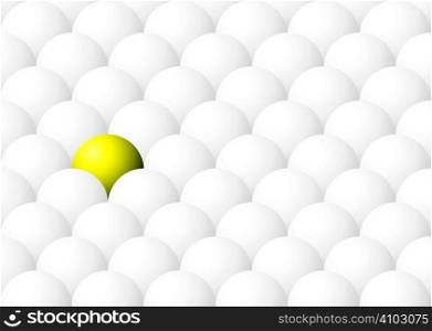 Illustration of being different with one yellow ball against many white