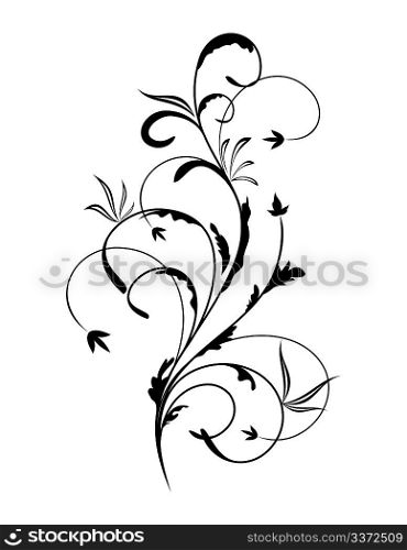 Illustration of black flower for design card - vector