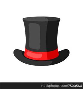 Illustration of black top hat. Accessory for festival and party.. Illustration of black top hat.