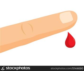 Illustration of blood drop on finger or hand