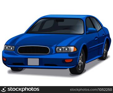 illustration of blue car sedan. blue car sedan