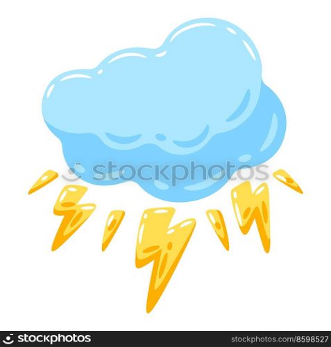 Illustration of blue cloud and lightning. Cartoon cute image of natural phenomenon.. Illustration of blue cloud and lightning. Cartoon image of natural phenomenon.