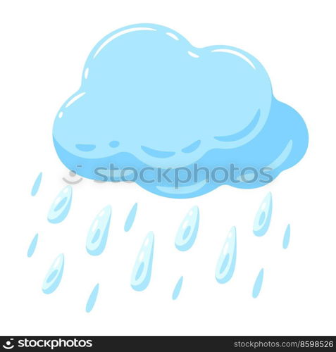 Illustration of blue cloud and raindrops. Cartoon cute image of rain.. Illustration of blue cloud and raindrops. Cartoon image of rain.