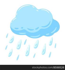 Illustration of blue cloud and raindrops. Cartoon cute image of rain.. Illustration of blue cloud and raindrops. Cartoon image of rain.