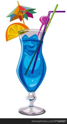illustration of blue lagoon cocktail. blue lagoon cocktail