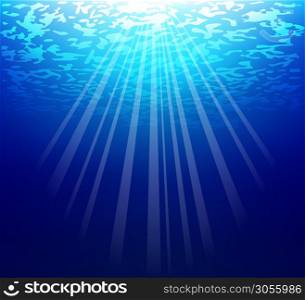 Illustration of Blue underwater background with sunbeams
