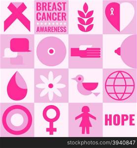 Illustration of breast cancer awareness concept collage background