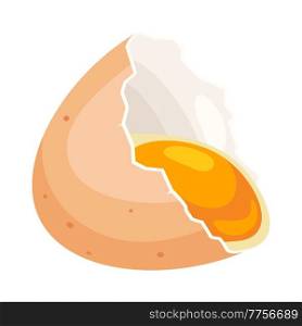Illustration of broken chicken eggshell and liquid egg. Image for gastronomy, food and agricultural industries.. Illustration of broken chicken eggshell and liquid egg. Image for food and agricultural industries.